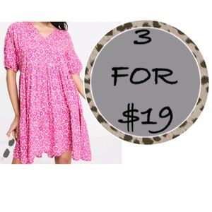 3/$19 NWT Rebel Raven magenta leopard print babydoll tunic dress